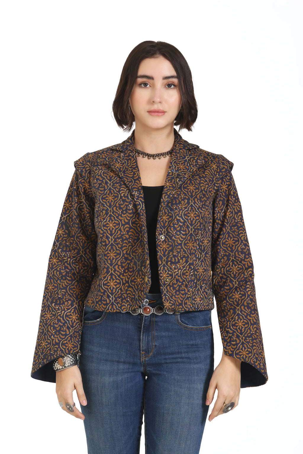 Still Kinda Here Crop Jacket In Blue
